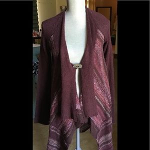 Free People Maroon/Multi-color Cardigan